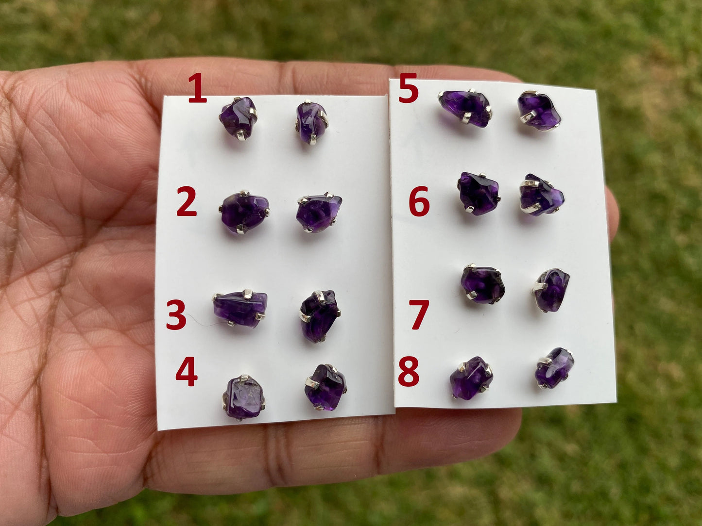 Tiny Raw Amethyst Sterling Silver Earring, Raw Prong Set Stud Earrings, Amethyst Stud Earring, February Birthstone, Small Gemstone Earrings