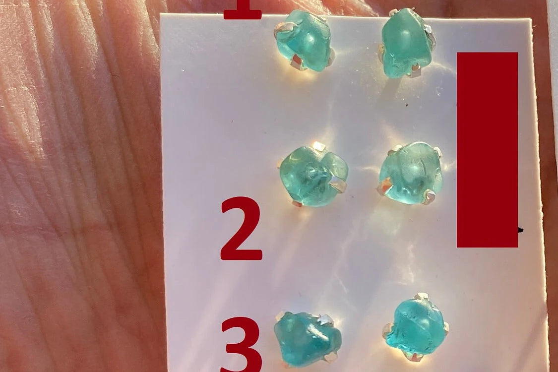Tiny Raw Blue Apatite Gemstone 92.5 Sterling Silver Stud Earrings, Healing Crystal Earring, Natural Stone Earring, Bridesmaids Jewelry