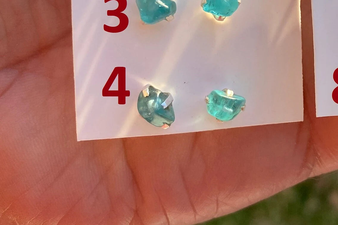 Tiny Raw Blue Apatite Gemstone 92.5 Sterling Silver Stud Earrings, Healing Crystal Earring, Natural Stone Earring, Bridesmaids Jewelry