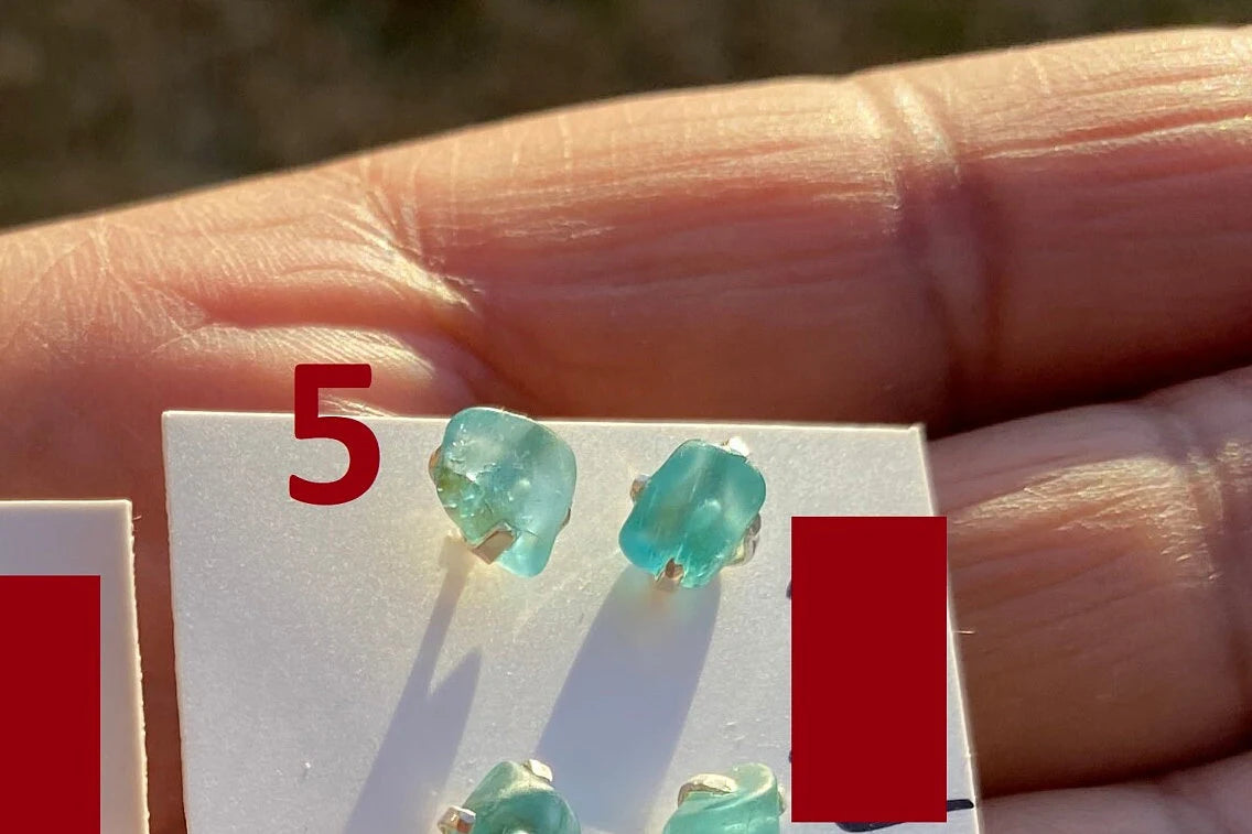 Tiny Raw Blue Apatite Gemstone 92.5 Sterling Silver Stud Earrings, Healing Crystal Earring, Natural Stone Earring, Bridesmaids Jewelry