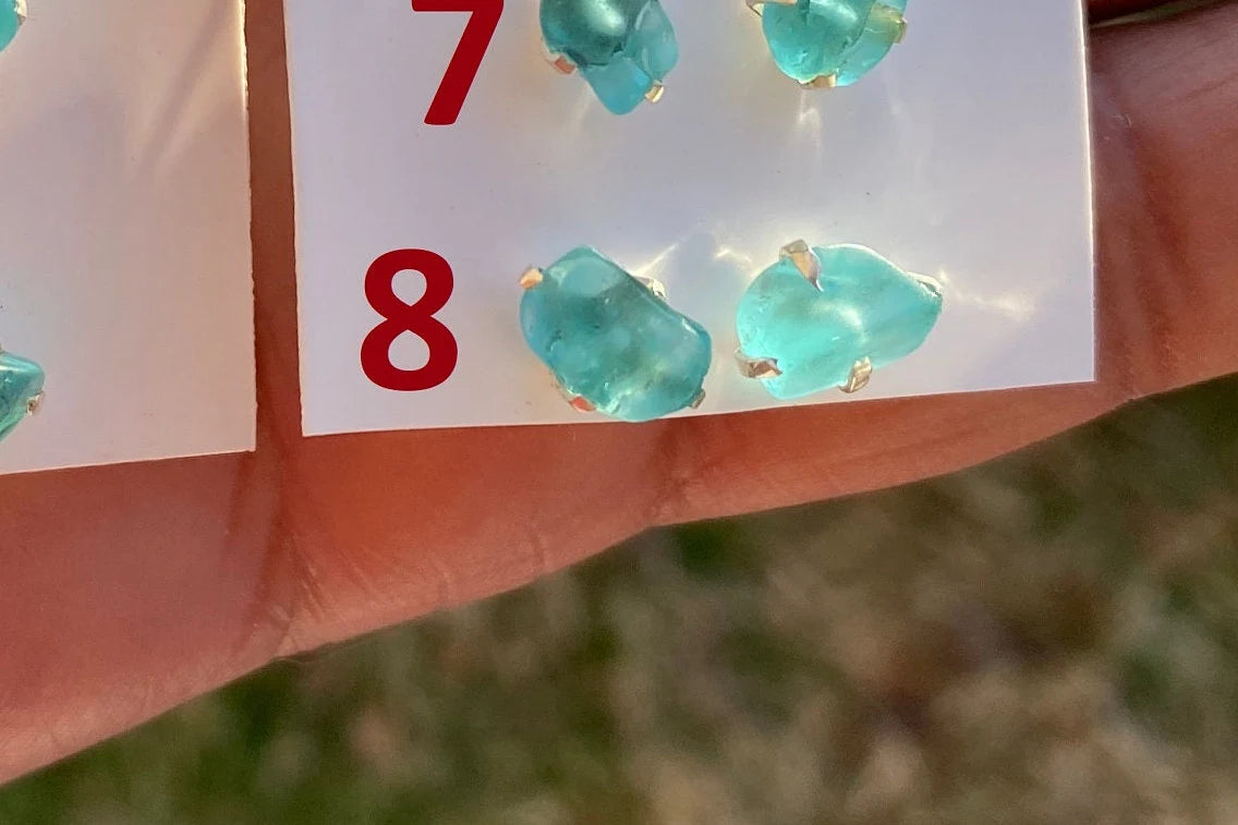 Tiny Raw Blue Apatite Gemstone 92.5 Sterling Silver Stud Earrings, Healing Crystal Earring, Natural Stone Earring, Bridesmaids Jewelry