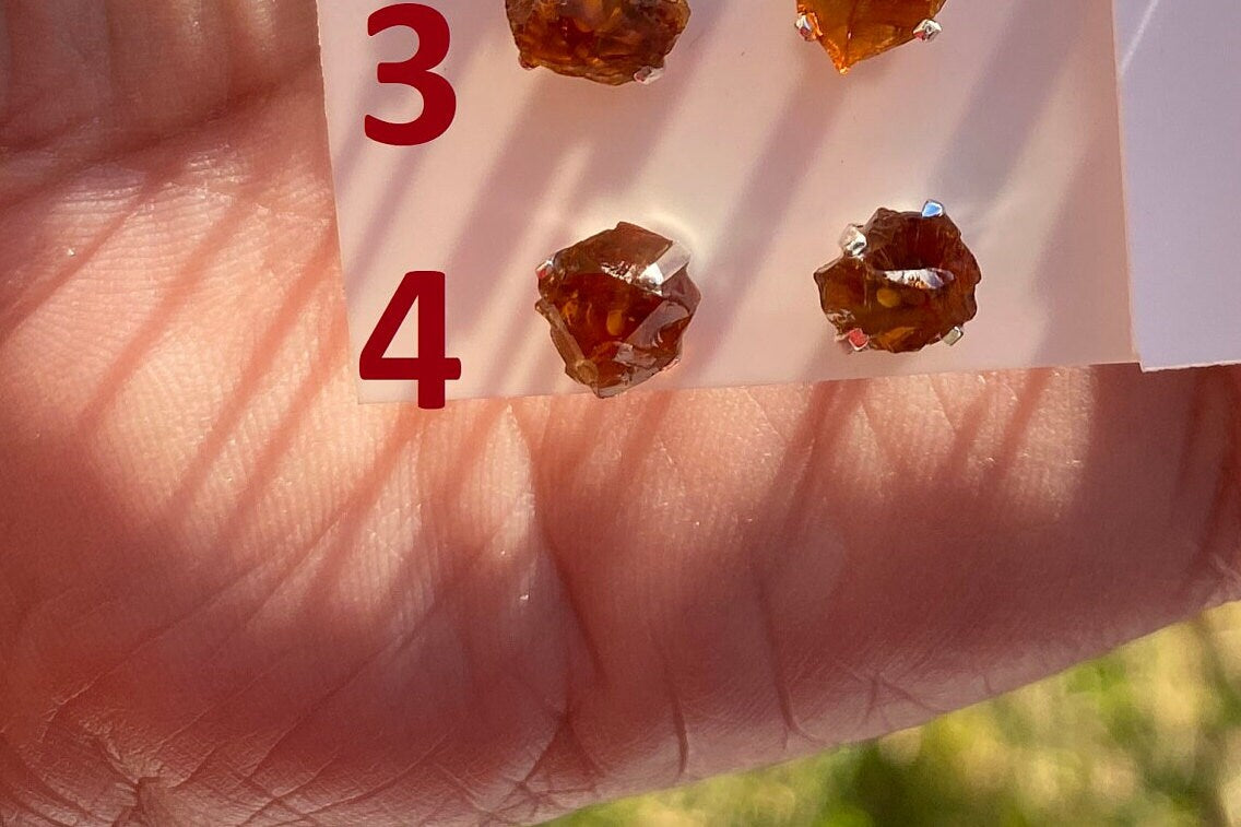 Tiny Raw Citrine Studs Earrings, Sterling Silver Earrings, Rough Citrine Sterling Silver Earring, Raw Citrine Earring, November Birthstone