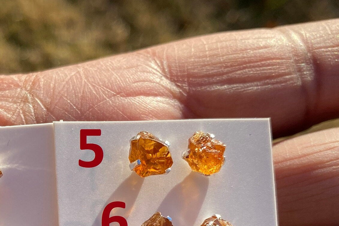 Tiny Raw Citrine Studs Earrings, Sterling Silver Earrings, Rough Citrine Sterling Silver Earring, Raw Citrine Earring, November Birthstone