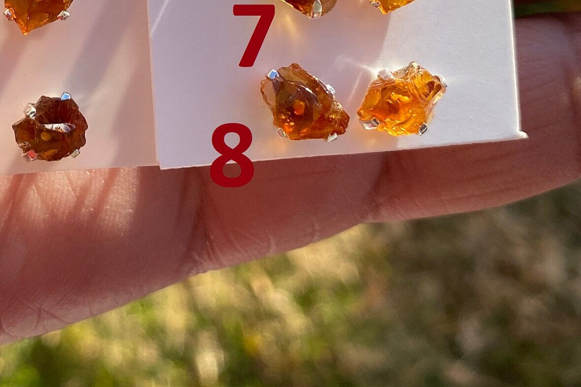 Tiny Raw Citrine Studs Earrings, Sterling Silver Earrings, Rough Citrine Sterling Silver Earring, Raw Citrine Earring, November Birthstone