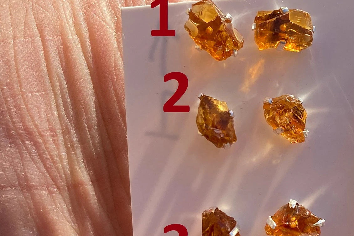 Tiny Raw Citrine Studs Earrings, Sterling Silver Earrings, Rough Citrine Sterling Silver Earring, Raw Citrine Earring, November Birthstone