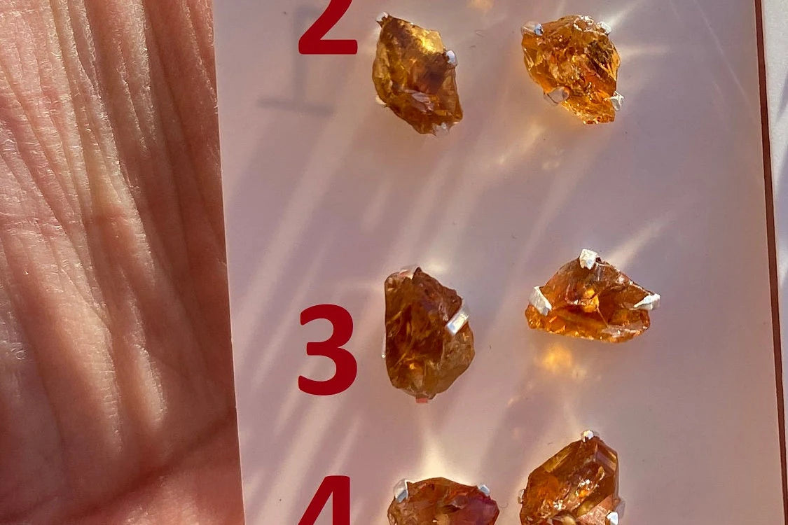 Tiny Raw Citrine Studs Earrings, Sterling Silver Earrings, Rough Citrine Sterling Silver Earring, Raw Citrine Earring, November Birthstone