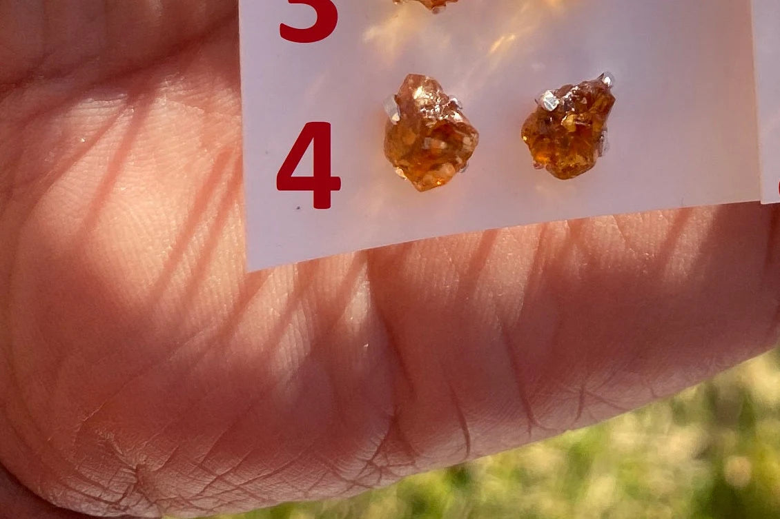 Tiny Raw Citrine Studs Earrings, Sterling Silver Earrings, Rough Citrine Sterling Silver Earring, Raw Citrine Earring, November Birthstone