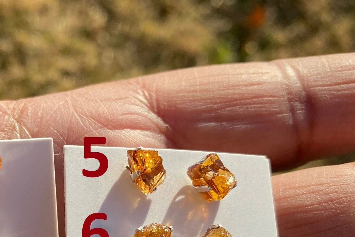 Tiny Raw Citrine Studs Earrings, Sterling Silver Earrings, Rough Citrine Sterling Silver Earring, Raw Citrine Earring, November Birthstone