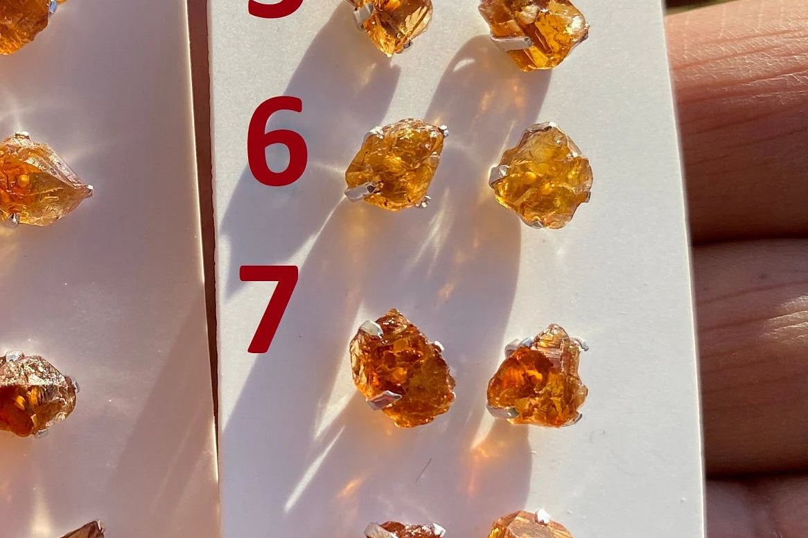 Tiny Raw Citrine Studs Earrings, Sterling Silver Earrings, Rough Citrine Sterling Silver Earring, Raw Citrine Earring, November Birthstone