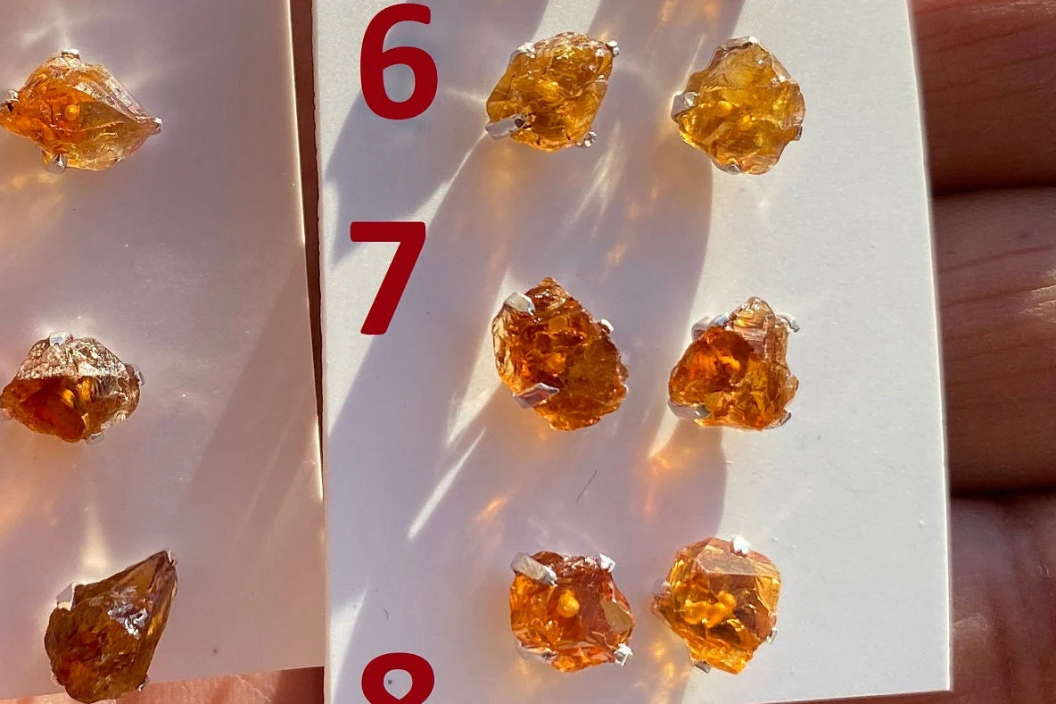 Tiny Raw Citrine Studs Earrings, Sterling Silver Earrings, Rough Citrine Sterling Silver Earring, Raw Citrine Earring, November Birthstone