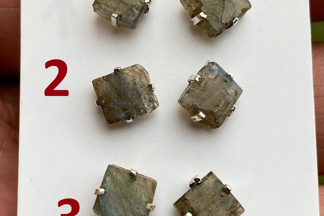 Tiny Raw Labradorite Sterling Silver Earring, Raw Prong Set Stud Earrings, Natural Stone Stud Earring, February Birthstone, Gemstone Earring