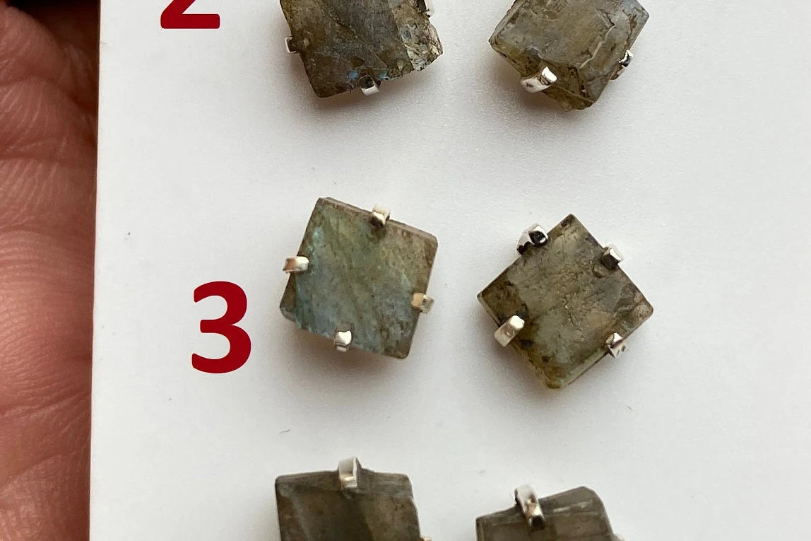 Tiny Raw Labradorite Sterling Silver Earring, Raw Prong Set Stud Earrings, Natural Stone Stud Earring, February Birthstone, Gemstone Earring