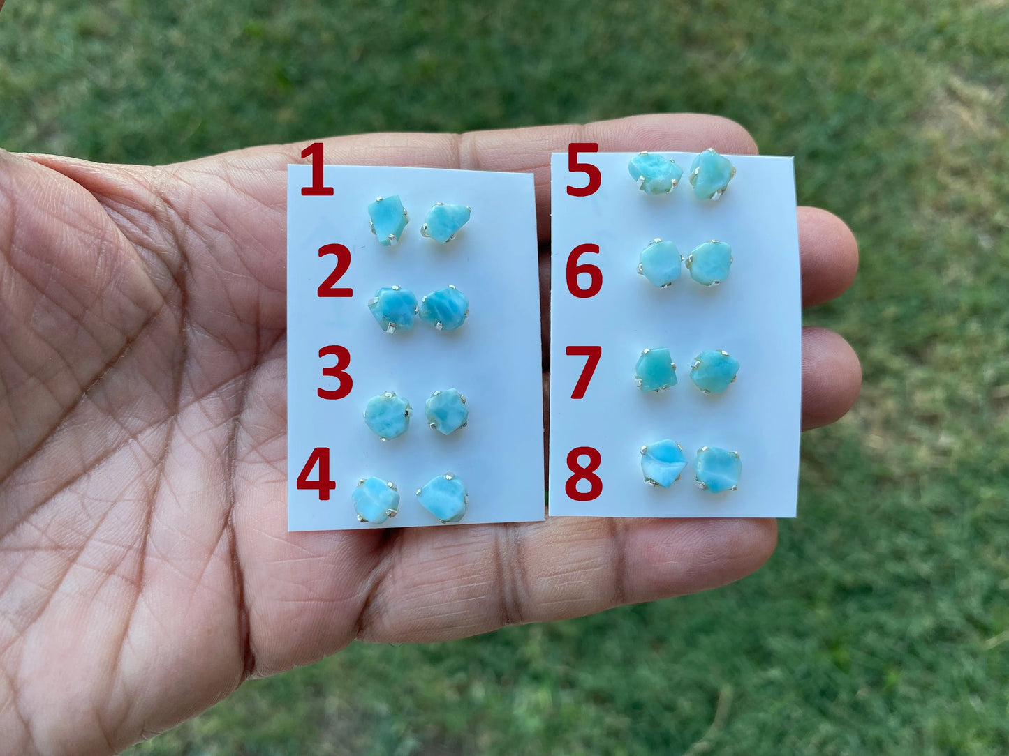 Tiny Raw Larimar Stud Earrings Sterling Silver, Larimar Earrings, Larimar Jewelry, Raw Larimar Stone, Raw Larimar Slab, Raw Larimar Crystal