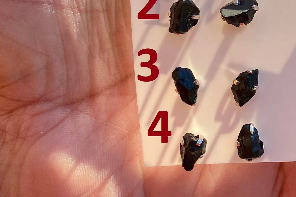 Tiny Raw Natural Black Tourmaline Studs Earrings, Sterling Silver Earrings, Raw Gemstone Earring, Energy Stone Earring, Birthstone Jewelry