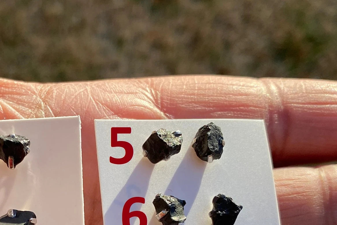 Tiny Raw Natural Black Tourmaline Studs Earrings, Sterling Silver Earrings, Raw Gemstone Earring, Energy Stone Earring, Birthstone Jewelry