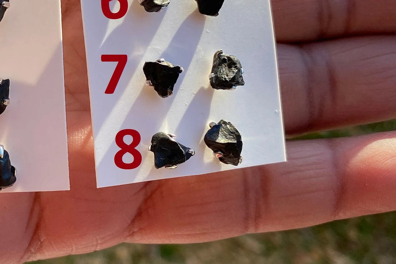 Tiny Raw Natural Black Tourmaline Studs Earrings, Sterling Silver Earrings, Raw Gemstone Earring, Energy Stone Earring, Birthstone Jewelry