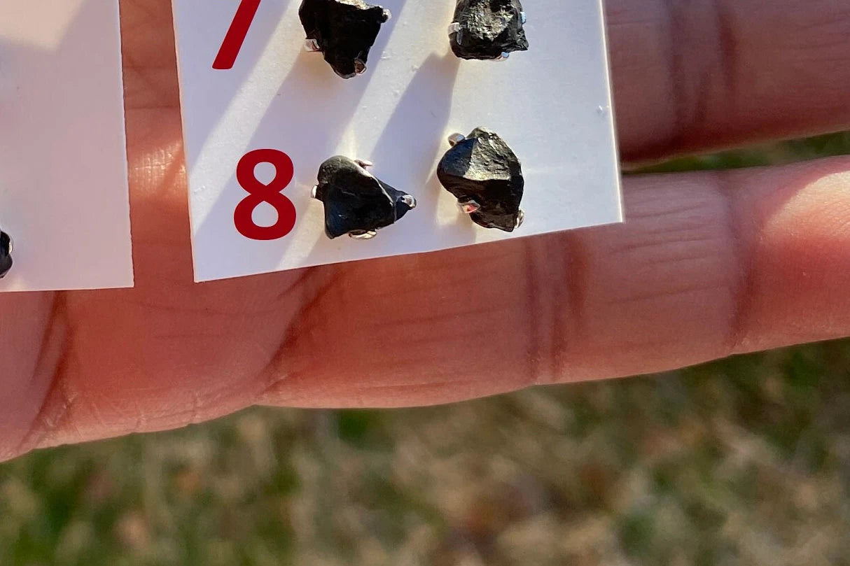 Tiny Raw Natural Black Tourmaline Studs Earrings, Sterling Silver Earrings, Raw Gemstone Earring, Energy Stone Earring, Birthstone Jewelry
