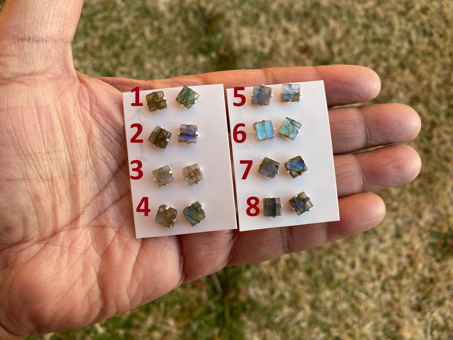 Tiny Raw Natural Labradorite Sterling Silver Stud Earrings, Gemstone Prong Earring, Small Labradorite Stone Earrings, Labradorite Jewelry