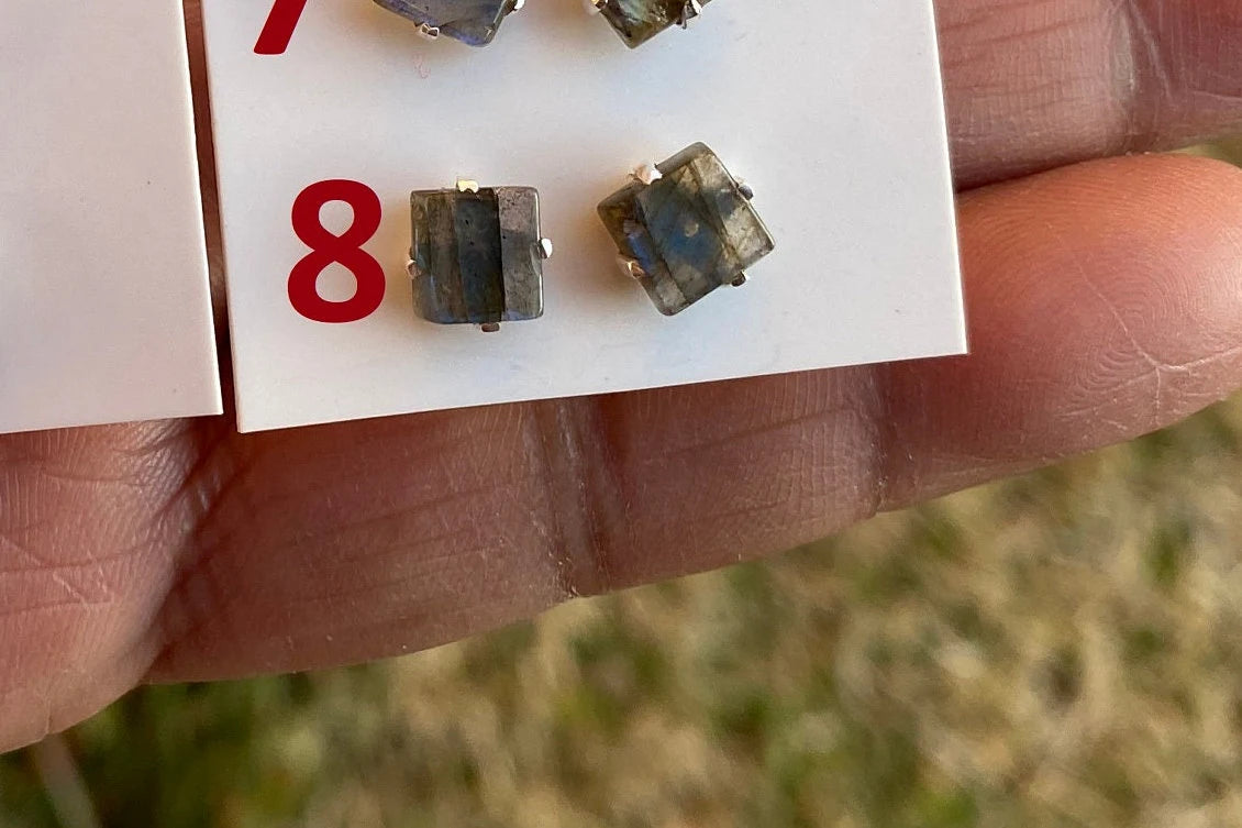 Tiny Raw Natural Labradorite Sterling Silver Stud Earrings, Gemstone Prong Earring, Small Labradorite Stone Earrings, Labradorite Jewelry