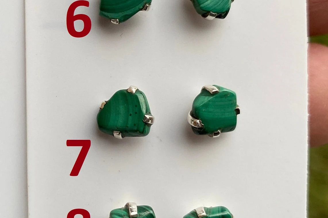Tiny Raw Natural Malachite Sterling Silver Stud Earrings, Tiny Malachite Earrings, Malachite Jewelry, Heart Chakra Stone, Freeform Malachite