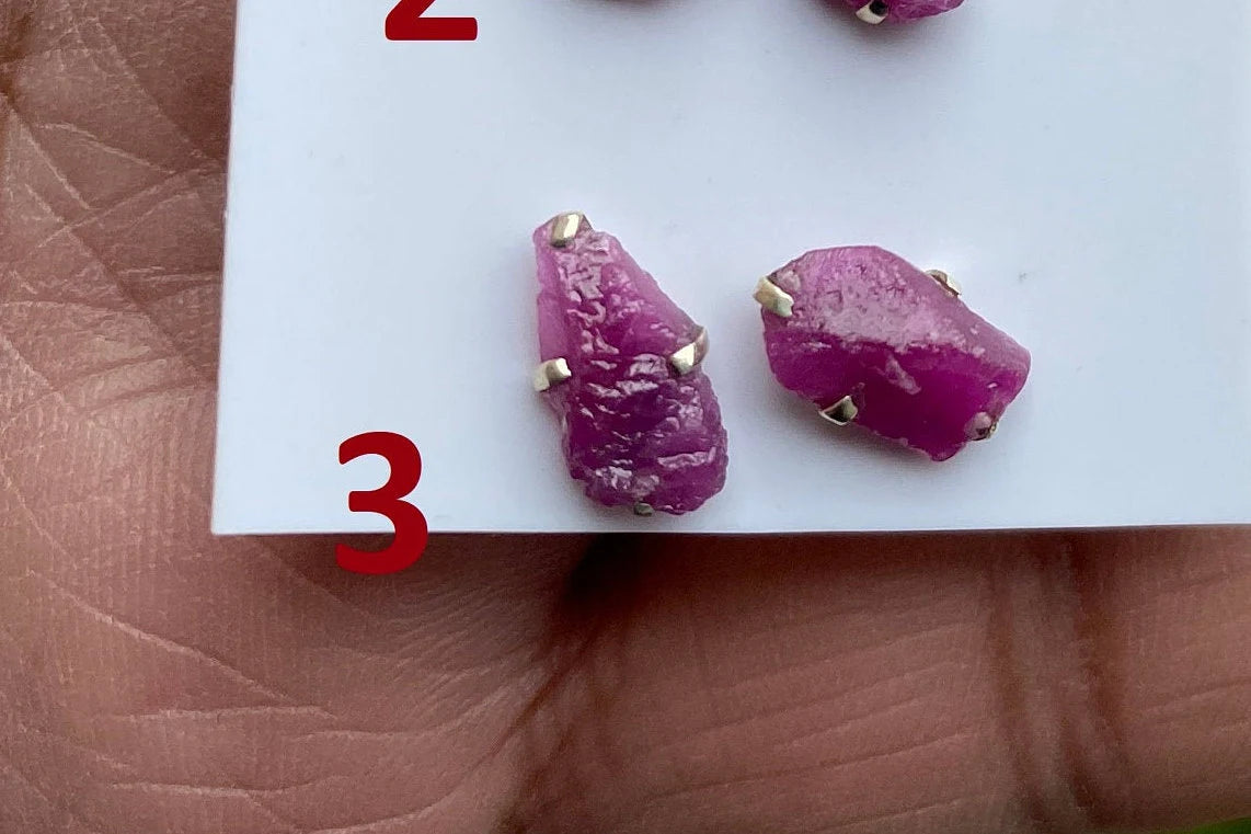 Tiny Raw Ruby Gemstone Stud Earrings, Sterling Silver Earrings, July Birthstone, Rough Ruby, Prong Stud, Healing Crystal Earring, For Girls