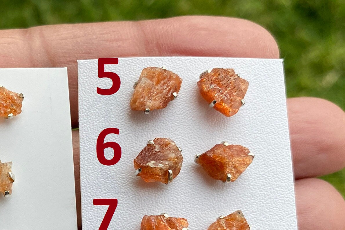 Tiny Raw Sunstone Studs Earrings, Sterling Silver Earrings, Rough Sunstone Sterling Silver Earring, Raw Sunstone Earring, Birthstone