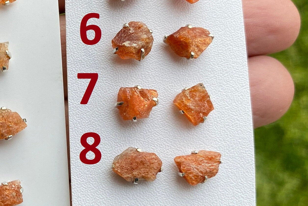 Tiny Raw Sunstone Studs Earrings, Sterling Silver Earrings, Rough Sunstone Sterling Silver Earring, Raw Sunstone Earring, Birthstone