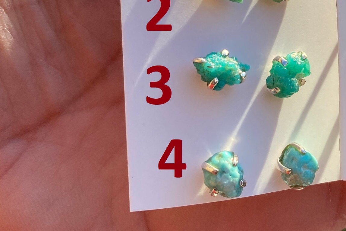 Tiny Raw Turquoise Stud Earrings, Elegant, Dainty, Stylish Natural Stone Stud Earring, Sterling Silver Earring Stud, Raw Stone Stud For Girl