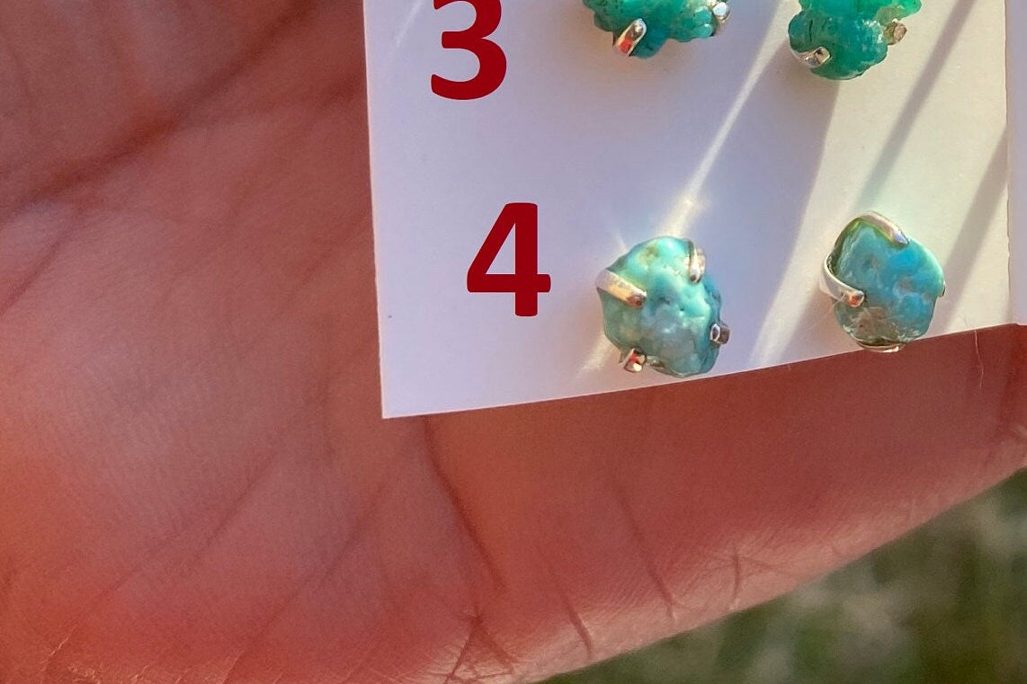 Tiny Raw Turquoise Stud Earrings, Elegant, Dainty, Stylish Natural Stone Stud Earring, Sterling Silver Earring Stud, Raw Stone Stud For Girl