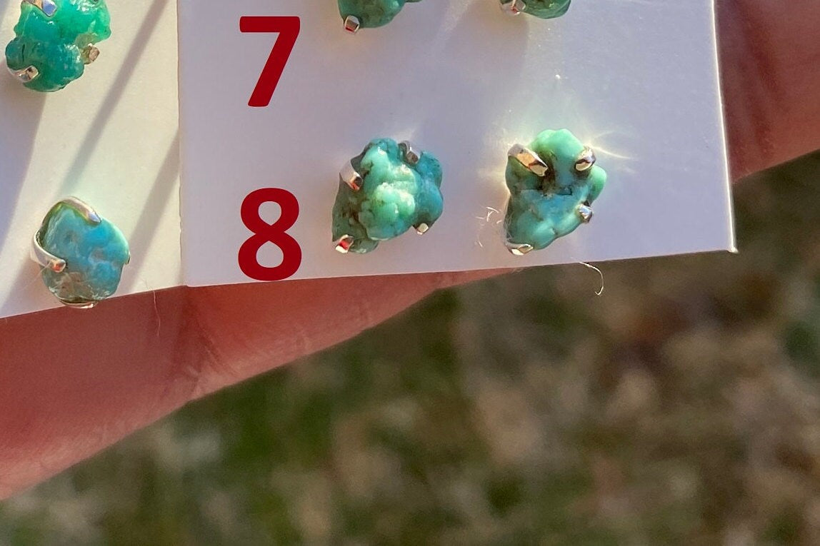 Tiny Raw Turquoise Stud Earrings, Elegant, Dainty, Stylish Natural Stone Stud Earring, Sterling Silver Earring Stud, Raw Stone Stud For Girl