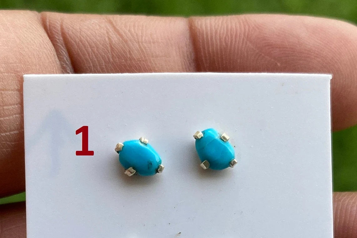 Tiny Raw Turquoise Stud, Sterling Silver Earring, Elegant, Dainty, Stylish Natural Stone Stud Earrings, Raw Stone Stud For Girl, Rough Stone
