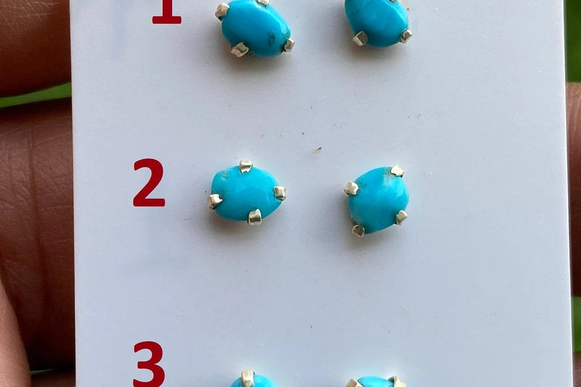 Tiny Raw Turquoise Stud, Sterling Silver Earring, Elegant, Dainty, Stylish Natural Stone Stud Earrings, Raw Stone Stud For Girl, Rough Stone