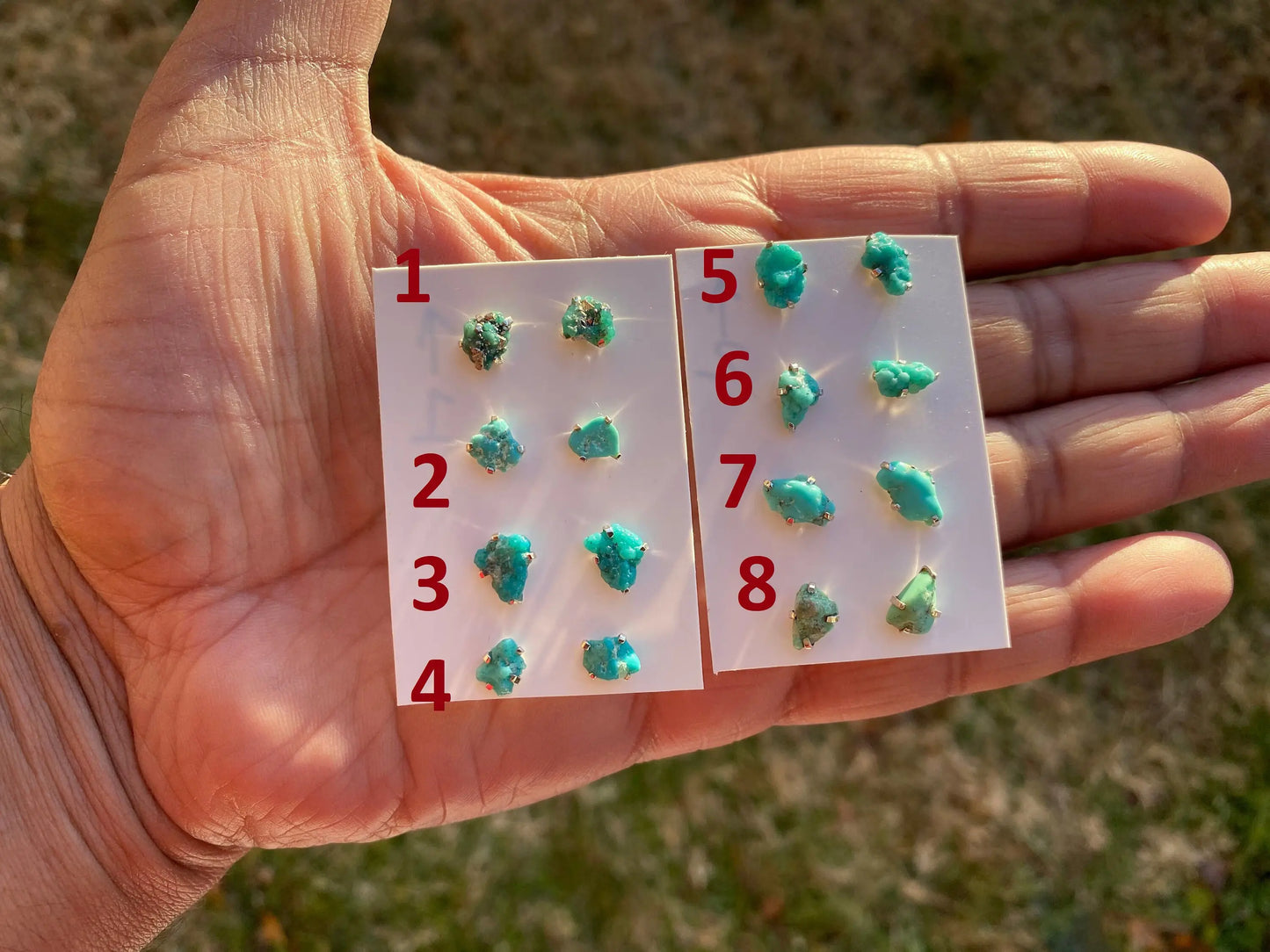 Tiny Rough Natural Turquoise Stud Earrings, Sterling Silver, Blue Stone Earring, Turquoise Jewelry, Prong Stud Earring, December Birthstone
