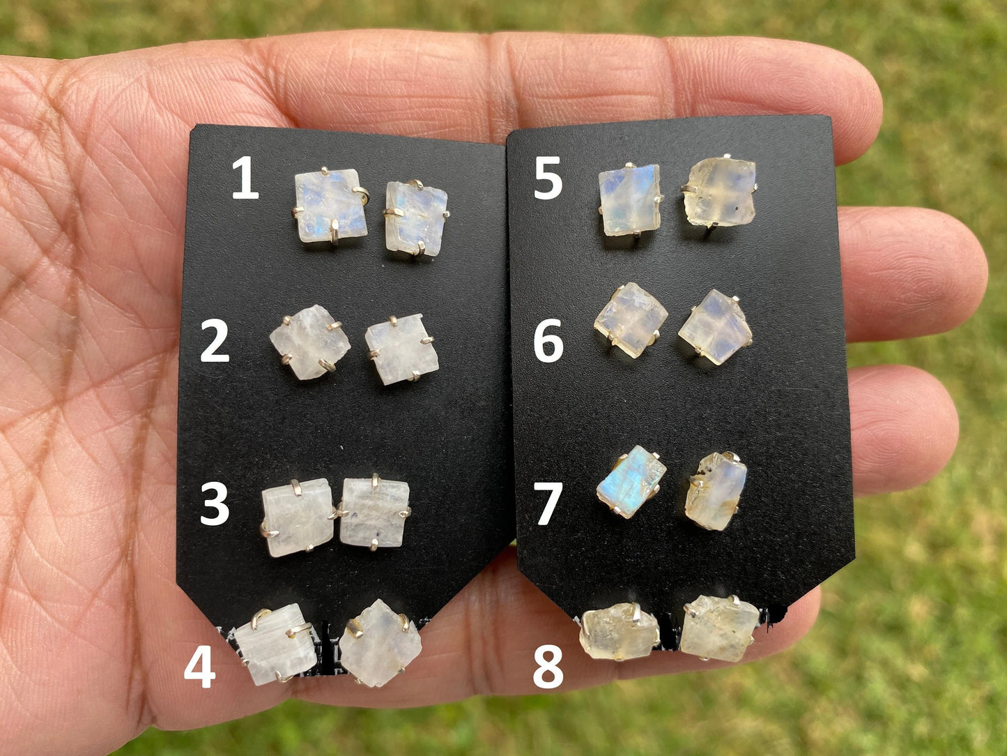Tiny Rough Rainbow Moonstone Stud Earrings, Sterling Silver Earrings, Prong Stud Earring, Moonstone Earrings, Crystal Studs, June Birthstone