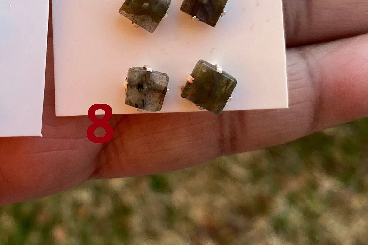 Tiny Raw Natural Labradorite Sterling Silver Stud Earrings, Gemstone Prong Earring, Small Labradorite Stone Earrings, Labradorite Jewelry
