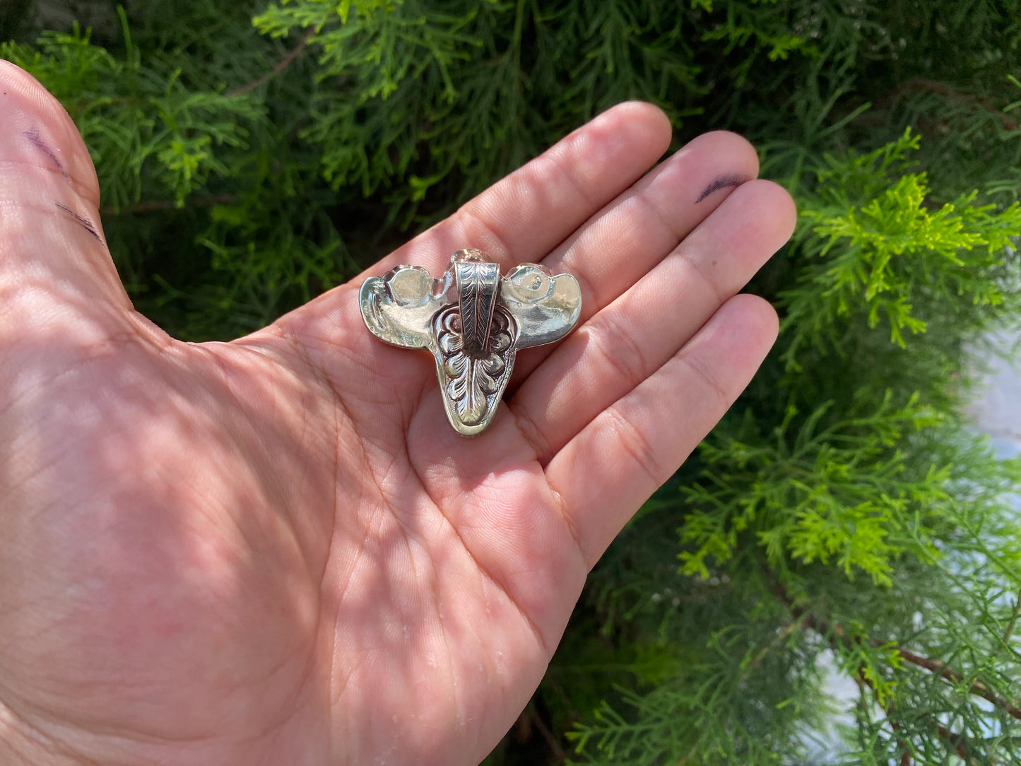 Tribal Treasures: Longhorn Bull Pendant in Tibetan Silver with Turquoise and Coral, Tibetan Silver Bull Pendant.