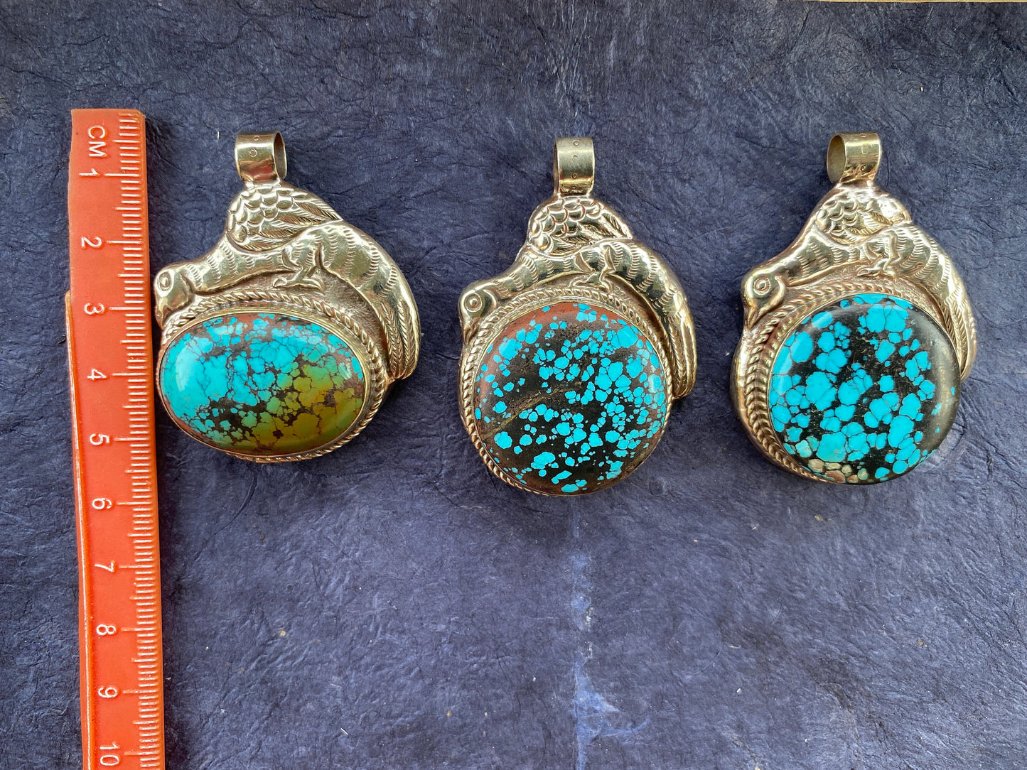 Turquoise Natural Stone Tibetan Silver Pendant, Native American Style, Ethnic Tibetan Jewelry, Energy Stone, Birthstone, For Men or Women