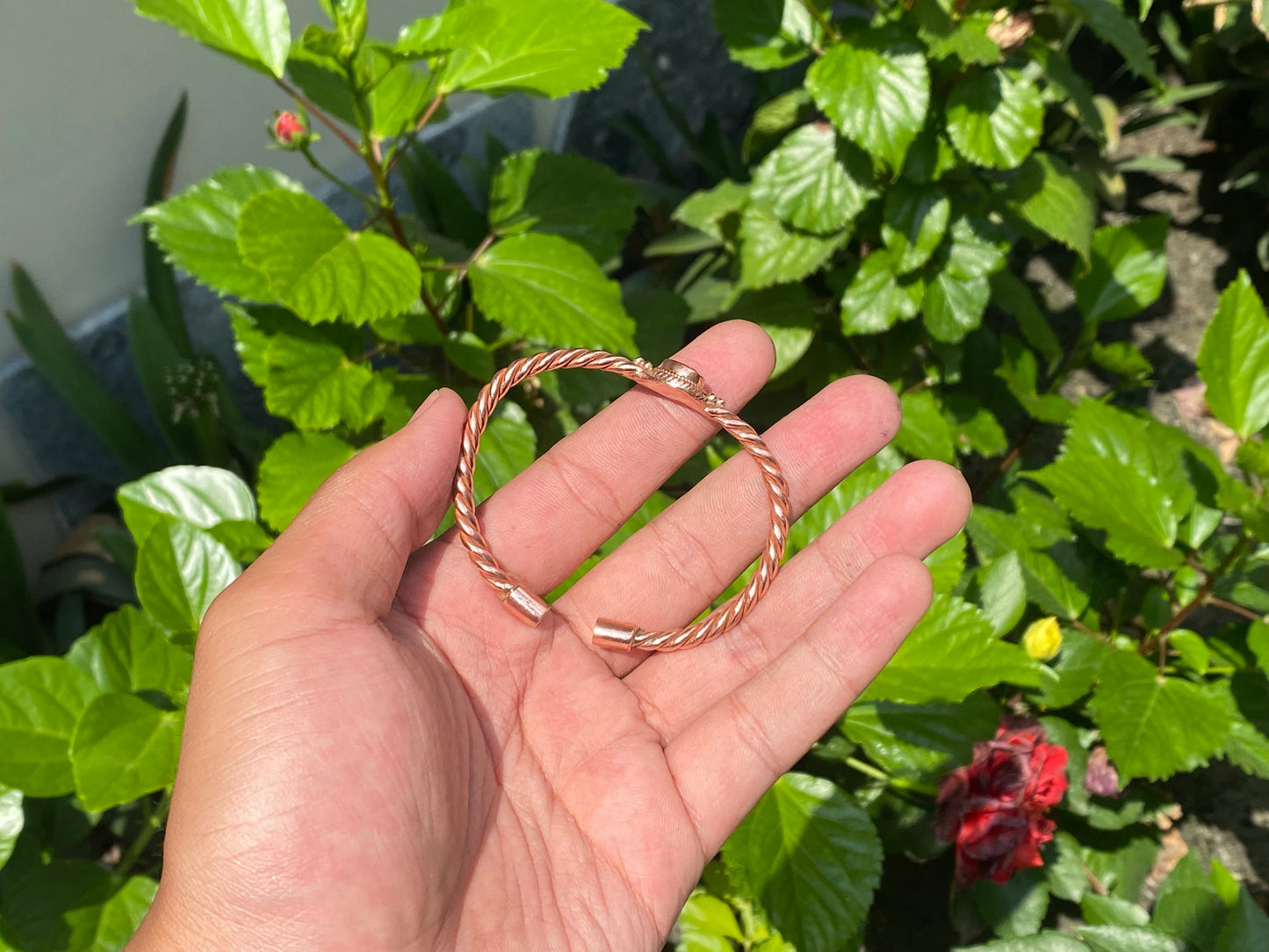 Twisted Copper Bracelet, Adjustable Copper Bracelet, Unisex Bracelet, Yin Yang adorned on twisted Bracelet, Bracelet for Daily wear, Gift.
