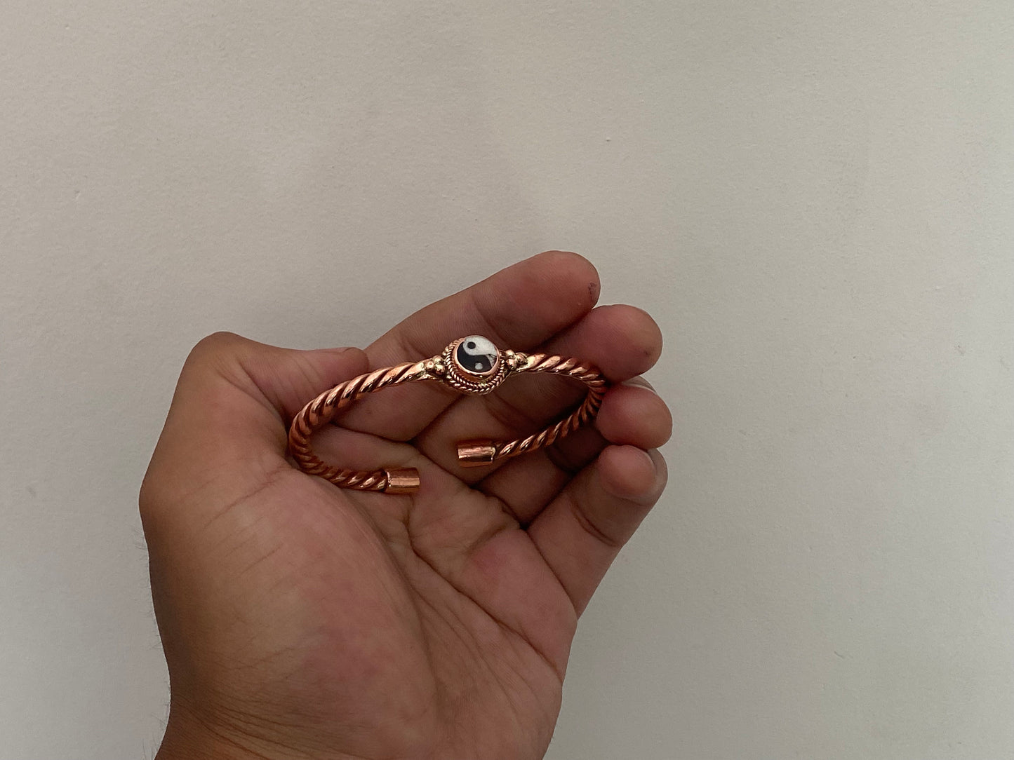 Twisted Copper Bracelet, Adjustable Copper Bracelet, Unisex Bracelet, Yin Yang adorned on twisted Bracelet, Bracelet for Daily wear, Gift.