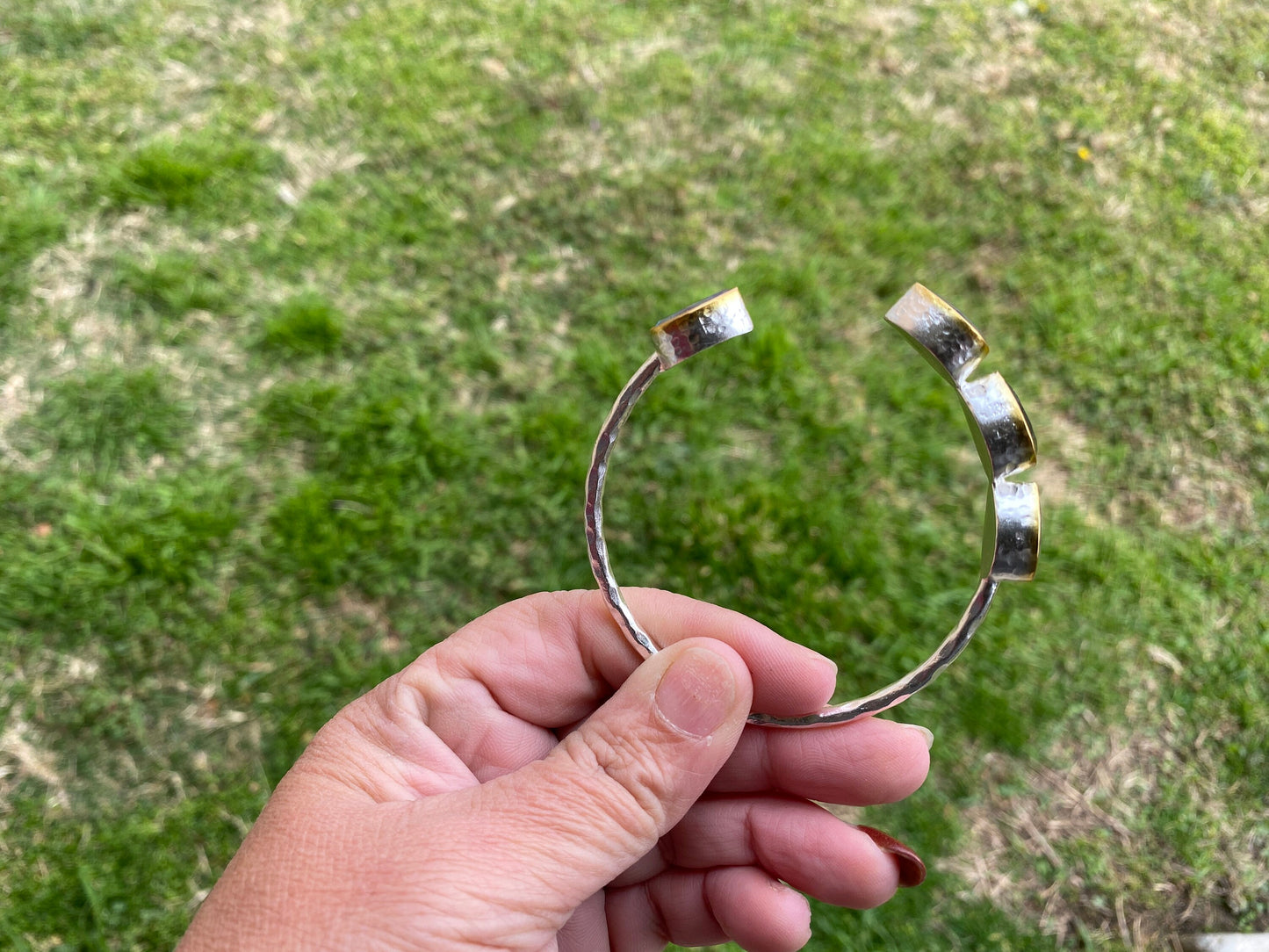 Two Tone Adjustable Gemstone Bracelet, Brushed Silver with Gold Overlay, Moonstone, Amethyst, Labradorite, Emarald or Smoky Quartz Bracelet