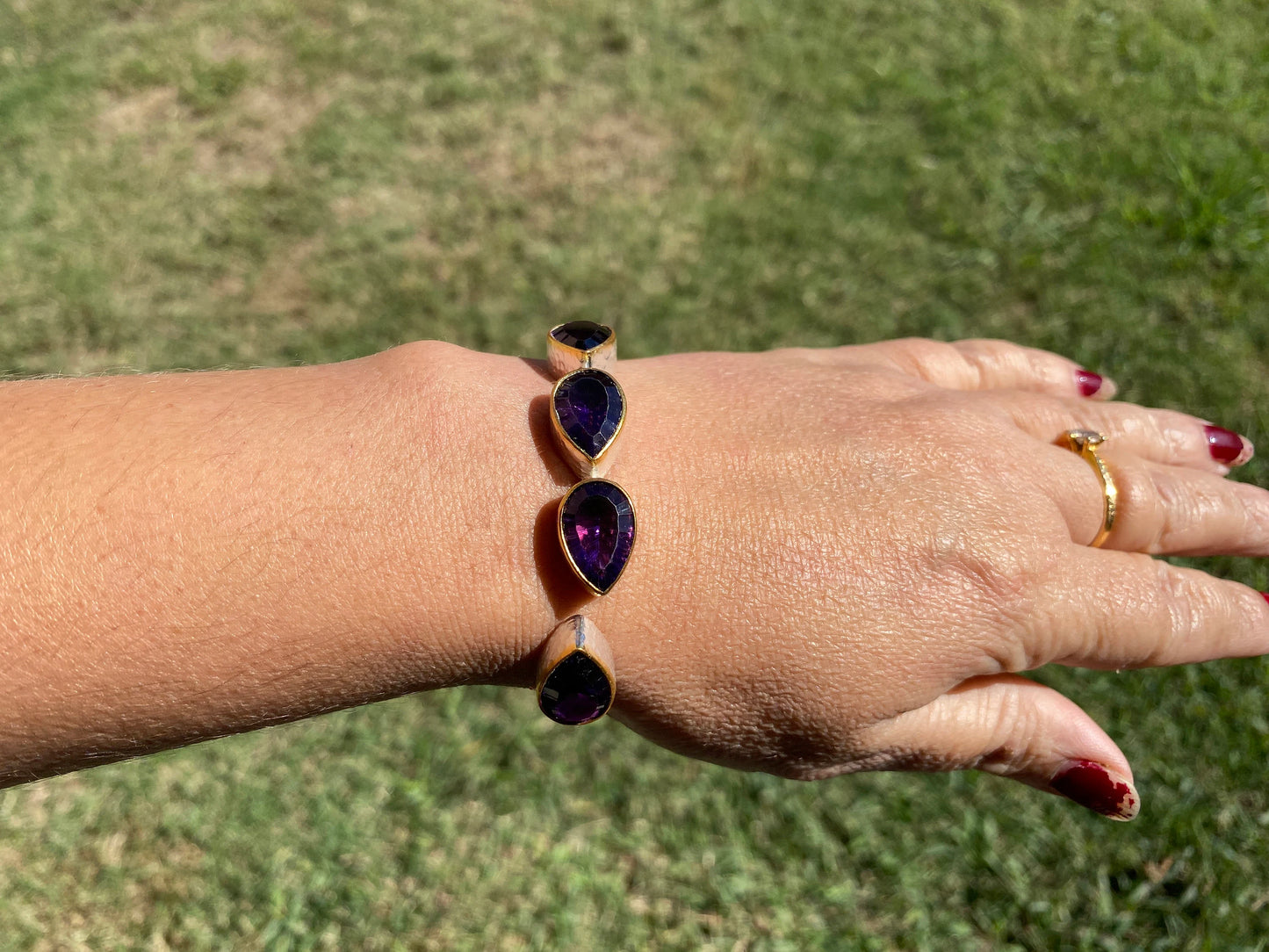 Two Tone Adjustable Gemstone Bracelet, Brushed Silver with Gold Overlay, , Custom Fit Bracelet, Two Tone Jewelry, Statement Jewelry