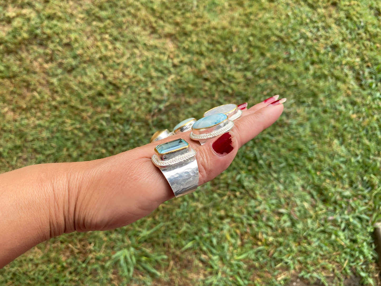 Two Tone Adjustable Gemstone Ring, Gold & Silver Overlay Ring, Statement Ring, Women's Ring, Birthday Gift, One of a Kind Jewelry