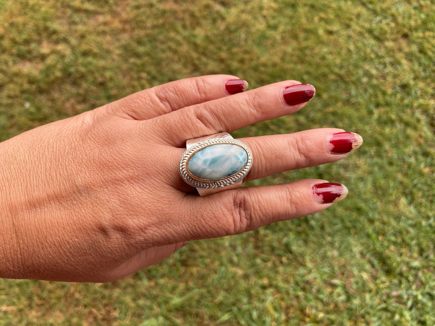 Two Tone Adjustable Gemstone Ring, Gold & Silver Overlay Ring, Statement Ring, Women's Ring, Birthday Gift, One of a Kind Jewelry