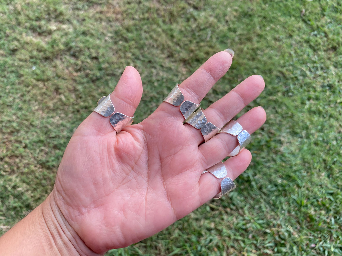 Two Tone Big Adjustable Larimar Ring, Brushed Gold & Silver Overlay, Natural Gemstone Ring, Statement Ring, Bridesmaid Gift, Hammered Ring