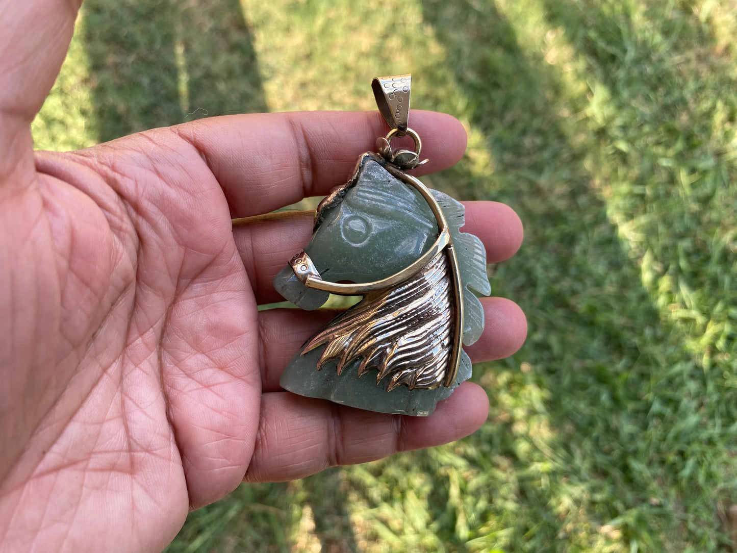 Unicorn Crystal Tibetan Silver Pendant, Lapis Horse Head, Aventurine Unicorn, Protection Amulet, Legendary Symbol, Mystical Gift,