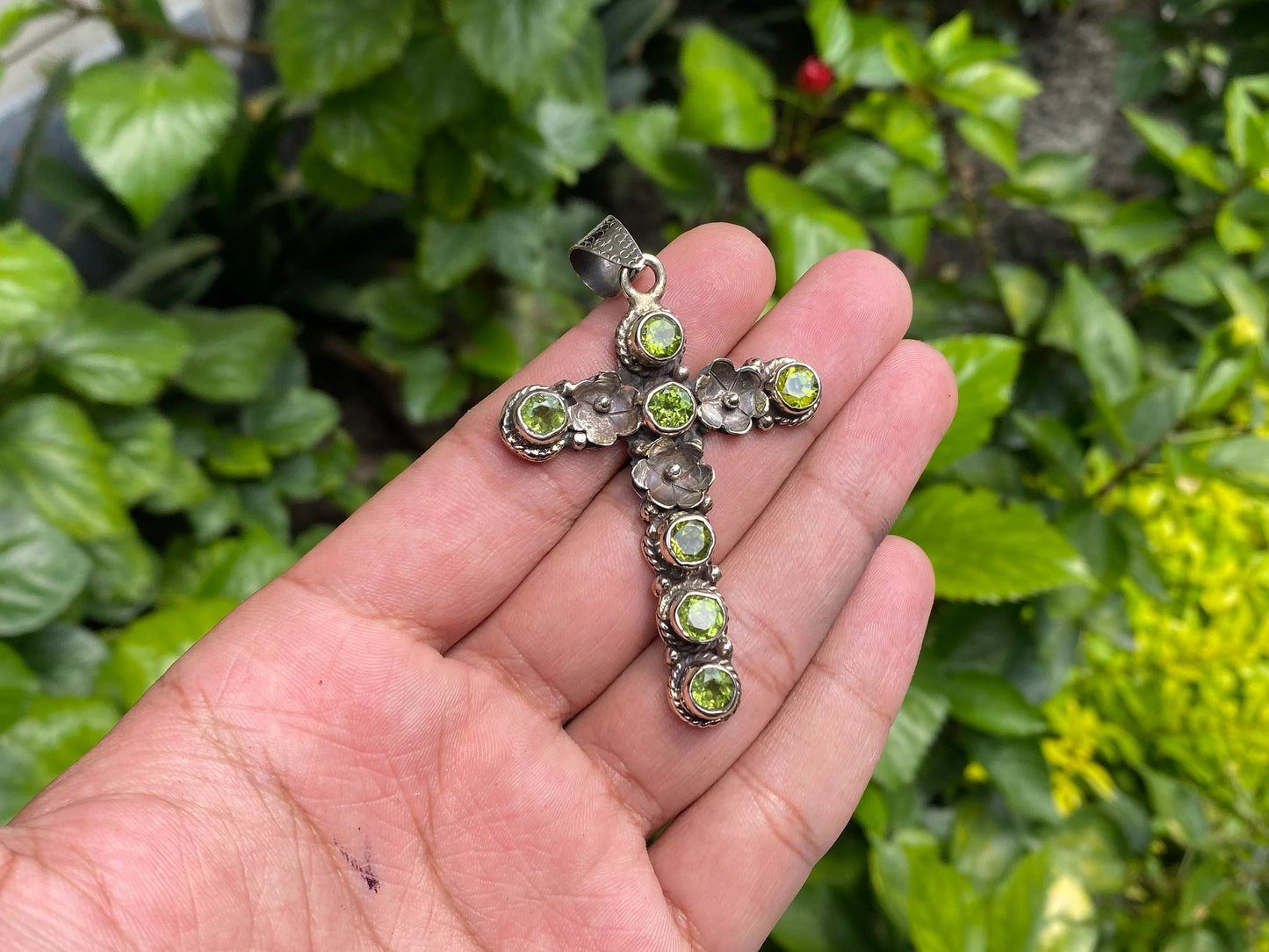 Unique Cross Shaped Pendants for daily wear, Handmade Tibetan Silver Pendant, Natural Gemstone Pendant, Floral Design, Aesthetic Gift ideas.