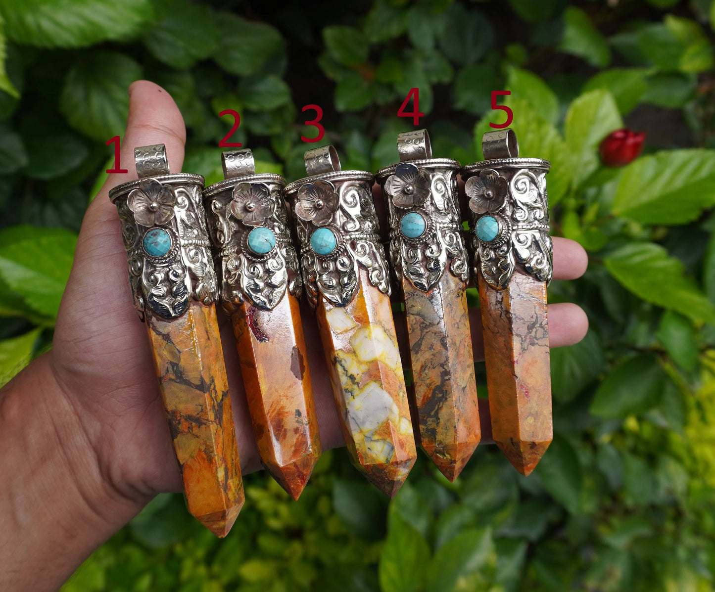 Unique Gemstone Artistry: Earthy Yellow Jasper Tower Pendant with Tibetan Silver Accents, Healing Properties, Perfect for gift, Collectible