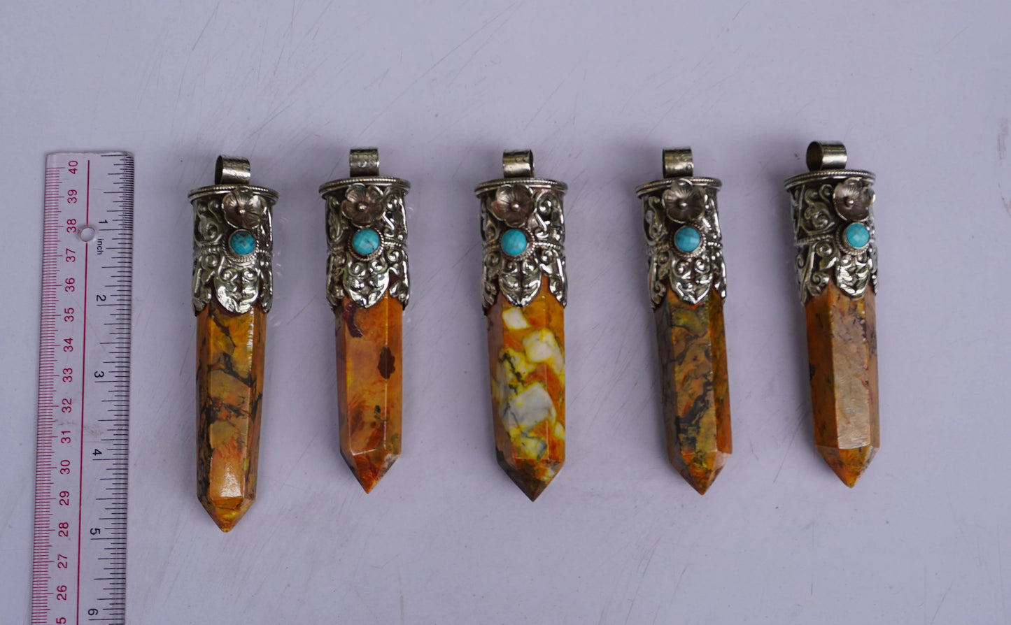 Unique Gemstone Artistry: Earthy Yellow Jasper Tower Pendant with Tibetan Silver Accents, Healing Properties, Perfect for gift, Collectible