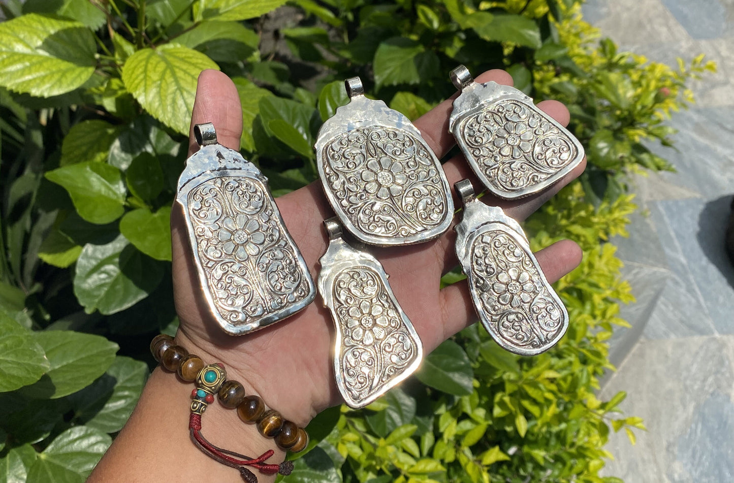 Unique Handmade Healing Raw Chrysocolla Pendant – Unisex Boho Chic Jewelry, Natural Gemstone Pendant, Perfect for gift, Hammered pendant.