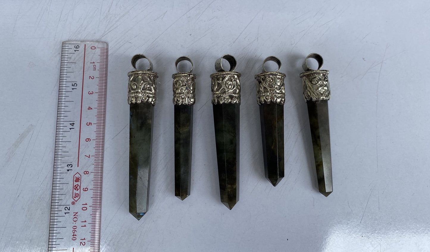 Daily Elegance: Unique Labradorite Pendant with Pointed Design, Floral design on Tibetan Silver, Natural gemstone pendant, Made in Nepal.